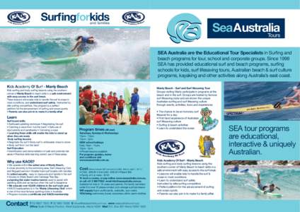 Surfingforkids  SeaAustralia Tours  and families