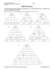 Math Number Pyramids Worksheets D-E