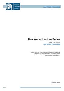 MAX WEBER PROGRAMME  Max Weber Lecture Series MWP – LS[removed]MAX WEBER PROGRAMME