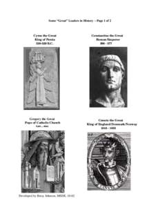 Some “Great” Leaders in History – Page 1 of 2  Cyrus the Great King of Persia[removed]B.C.