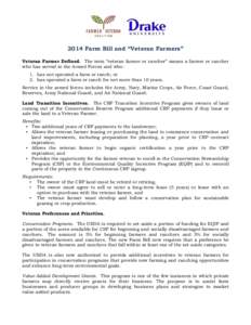   	
   	
      2014 Farm Bill and “Veteran Farmers”