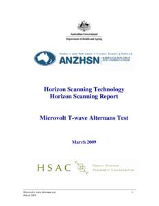 Horizon Scanning Technology Horizon Scanning Report Microvolt T-wave Alternans Test  March 2009