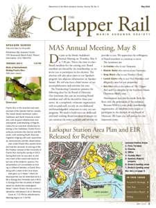 MayNewsletter of the Marin Audubon Society. Volume 56, No. 9 Clapper Rail THE