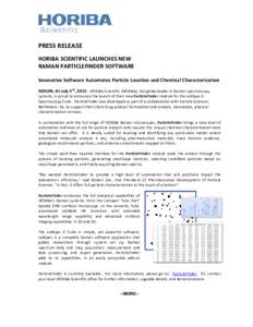Microsoft Word - Press Release - HORIBA SCIENTIFIC LAUNCHES NEW RAMAN PARTICLEFINDER SOFTWARE