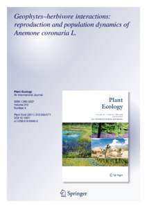 Geophytes–herbivore interactions: reproduction and population dynamics of Anemone coronaria L. Plant Ecology An International Journal