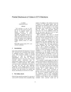 Partial Disclosure of Votes in STV Elections Lee Naish  number of candidates. This method of coercion is known as “the Italian attack” after its