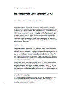 The Planetary and Lunar Ephemeris DE 421