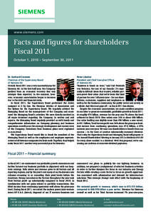 www.siemens.com  Facts and figures for shareholders Fiscal 2011 October 1, 2010 – September 30, 2011