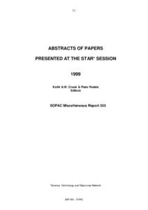 Abstracts of Papers presented at the STAR Session 1999