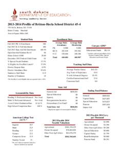 Profile of Britton-Hecla School District5th St, Britton, SDHome County: Marshall Area in Square Miles: 661  Student Data