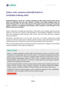 The safer way to pay  Cellum, sister company motionQR finalists in Citi Mobile Challenge APAC Budapest/Singapore, October 30 – Leading multinational mobile wallet provider Cellum and its sister firm motionQR have both 