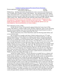 Southern Campaign American Revolution Pension Statements Pension application of John Johnson S30512 fn24NC Transcribed by Will Graves[removed]Methodology: Spelling, punctuation and grammar have been corrected in some i