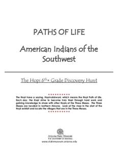 PATHS OF LIFE exhibit, Discovery Hunt booklet, Hopi section, grades 6 and up