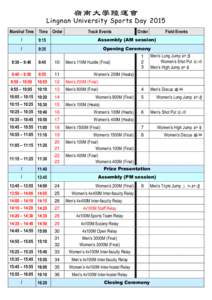 嶺南大學陸運會  Lingnan University Sports Day 2015 Marshal Time  Time Order