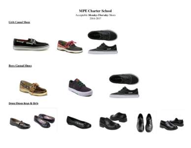 MPE Charter School Acceptable Monday-Thursday ShoesGirls Casual Shoes  Boys Casual Shoes