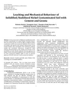Leaching and Mechanical Behaviour of Solidified/Stabilized Nickel Contaminated Soil with Cement and Geosta
