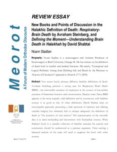 A Forum of Modern Orthodox Discourse  Meorot REVIEW ESSAY New Books and Points of Discussion in the