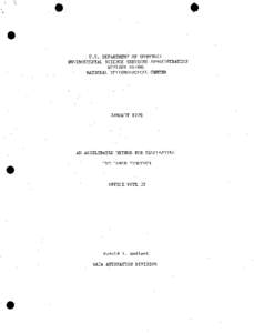 U.S. DEPARTMENT OF COMMERCE ENVIRONMENTAL SCIENCE SERVICES ADMINISTRATION WEATHER BUREAU NATIONAL METEOROLOGICAL CENTER  JANUARY 1970