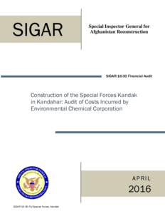 SIGAR  Special Inspector General for Afghanistan Reconstruction  SIGARFinancial Audit