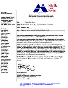 Promoting American Interests  NEW YORK BOARD OF GOVERNORS  - MEMORANDUM OF SUPPORT –
