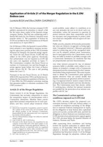 Competition Policy Newsletter  Lucrezia BUSA and Elisa ZAERA CUADRADO (1)   On 21 February 2006, the German company E.ON publicly announced its intention to launch a bid