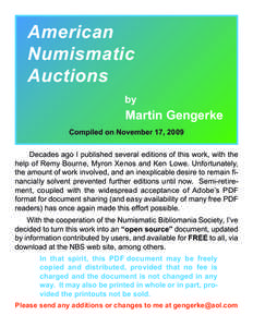 American Numismatic Auctions by  Martin Gengerke