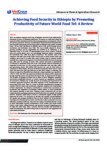 Achieving Food Security in Ethiopia by Promoting Productivity of Future World Food Tef: A Review