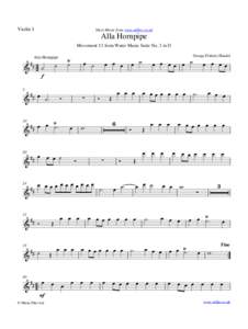 Violin I  Sheet Music from www.mfiles.co.uk Alla Hornpipe Movement 12 from Water Music Suite No. 2 in D