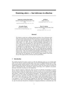 Demixing odors — fast inference in olfaction  ´ Agnieszka Grabska-Barwinska Gatsby Computational Neuroscience Unit UCL