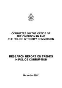 COMMITTEE ON THE OFFICE OF THE OMBUDSMAN AND THE POLICE INTEGRITY COMMISSION