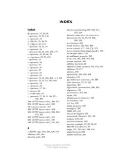 INDEX Symbols && operator, 17, 20, 96 * operator, 13, 18, 156 *= operator, 34 {} (block), 31, 44, 85