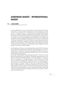 EUROPEAN DIGEST – INTERNATIONAL DIGEST BY CECILE BARBIER European Social Observatory (OSE), Brussels