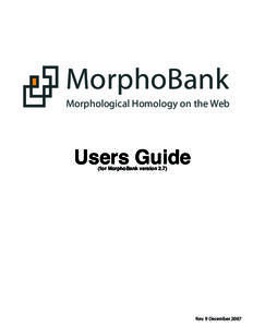 MorphoBank Morphological Homology on the Web Users Guide (for MorphoBank version 2.7)
