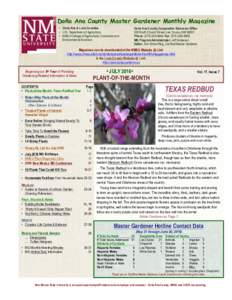 Doña Ana County Master Gardener Monthly Magazine • Doña Ana & Luna Counties • U.S. Department of Agriculture • NMSU College of Agricultural, Consumer and Environmental Sciences