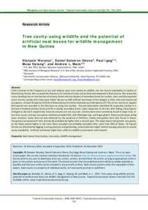 Mongabay.com Open Access Journal - Tropical Conservation Science Vol.6 (6):, 2013  Research Article Tree cavity-using wildlife and the potential of artificial nest boxes for wildlife management
