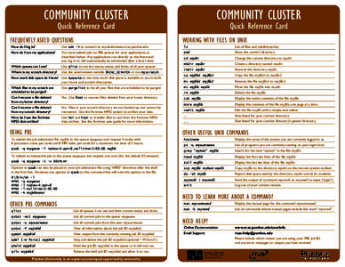 COMMUNITY CLUSTER  COMMUNITY CLUSTER Quick Reference Card