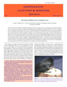 Animal intelligence / Corvus / New Caledonian Crow / Cognitive science / Animal cognition / Tool use by animals / Crow / Corvidae / Tool / Zoology / Biology / Behavior