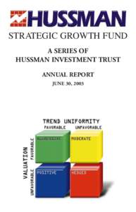 STRATEGIC GROWTH FUND A SERIES OF HUSSMAN INVESTMENT TRUST ANNUAL REPORT JUNE 30, 2003 (UNAUDITED)