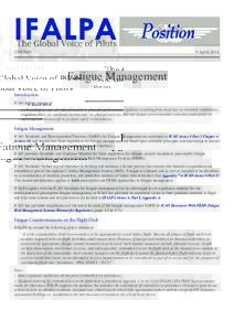 15POS01  9 April 2014 Fatigue Management Introduction