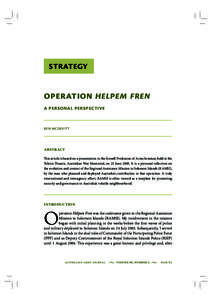 Operation Helpem Fren: A Personal Perspective