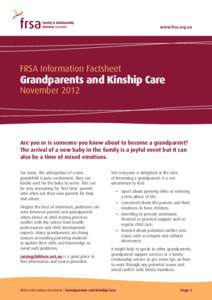 www.frsa.org.au  FRSA Information Factsheet Grandparents and Kinship Care November 2012