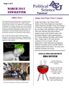 Page 1 of 6  March 2012 Newsletter Office News The Political Science Department is currently being