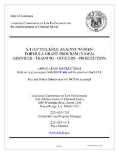 State of Louisiana Louisiana Commission on Law Enforcement and the Administration of Criminal Justice