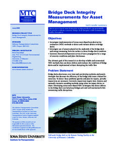 Bridge Deck Integrity Measurements for Asset Management tech transfer summary