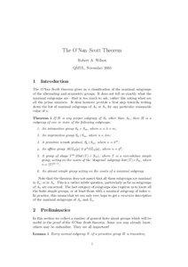 The O’Nan–Scott Theorem Robert A. Wilson QMUL, November 2005