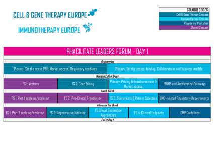 COLOUR CODES  CELL & GENE THERAPY EUROPE Cell & Gene Therapy Session Immunotherapy Session