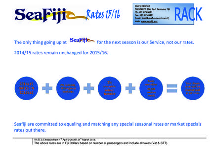 SeaFiji Limited PO BOX PD 106, Port Denarau, Fiji Ph: Fax: Email:  Web: www.seafiji.net
