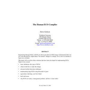 The Human ECO Compiler  Steve Golson