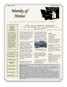 April 2012 Newsletter  Volume 13, Issue 2 Worthy of Notice