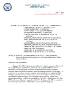 DEPUTY SECRETARY OF DEFENSE 1010 DEFENSE PENTAGON WASHINGTON, D.C[removed]June 17, 2009 Incorporating Change 5, effective October 1, 2014